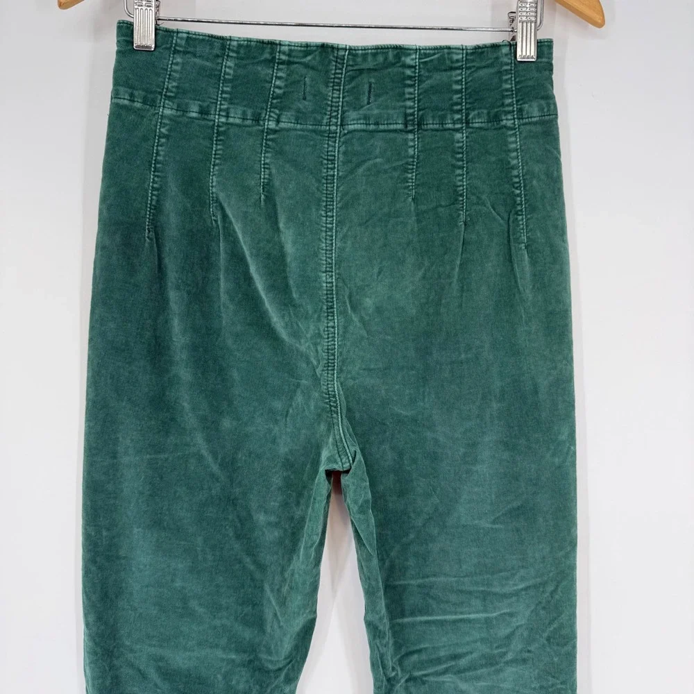 We The Free Jayde Cord Flare Jean Kelp Green Corduroy Pants Size 28 Boho